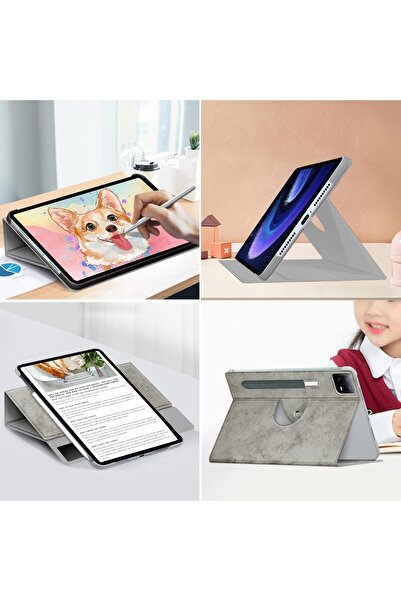 Generic 360° Rotating Adjustable Case for Xiaomi Pad 6/Pad 6 Pro 11-inch with External Pen Holder, Gray