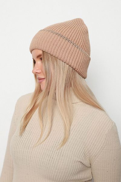 Luminos Butik Camel Glitter Imported Wool Beret - Bere1139