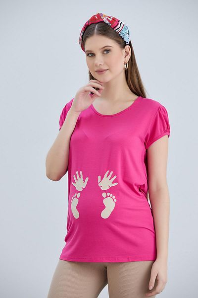 LİYACA TRICOU DE MATERNITATE IMPRIMAT CU MANECĂ SCURTĂ