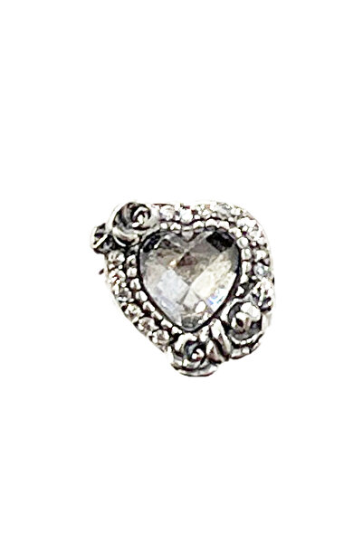 Fubena Rose Motif Colorful Stone Heart Charm