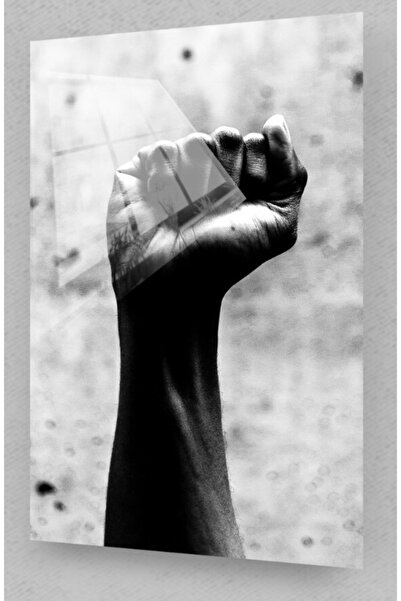 aylintac Our Power in Our Palm Glass Painting, Hand Painting, Human Silhouettes, Wall Decor, Large Painting, Glass Wall Painting