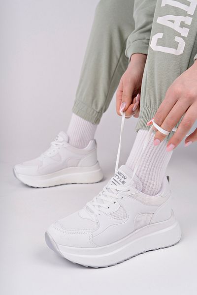 McDark Women's White Thick Sole Sneaker Shoes