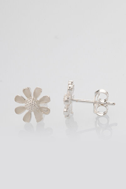 Elika Silver 925 Ayar Gümüş Mineli Papatya Küpe ELKSLVR7378G