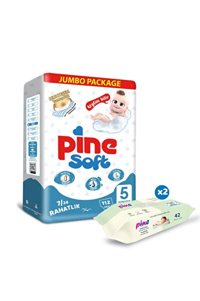 Pine 112 Pieces Junior Baby Diapers - 2 Pack Wet Wipes