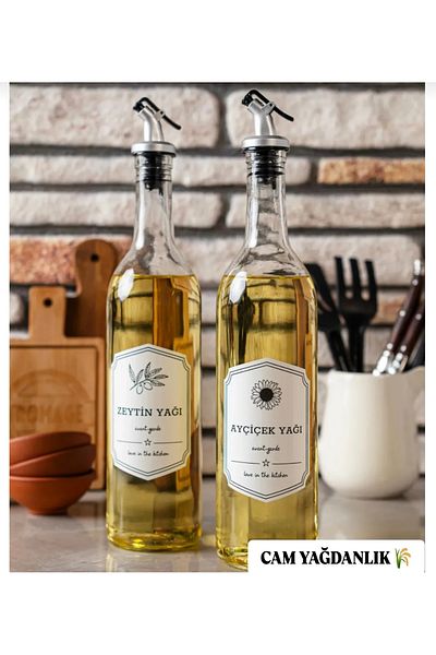 Kitchen Pembelia Set of 2 750 ml Glass Sunflower Oil Olive Oil Oil Pot Oil Bowl