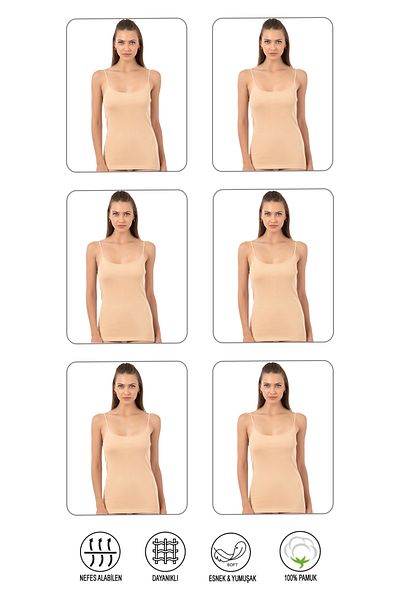ÖZKAN underwear Özkan 0107 6 عبوات نسائية 100% قطن مضلع مرن مريح بحزام خيوط محبوك