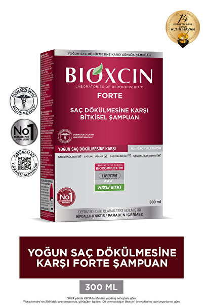 Bioxcin Forte 300 ml Şampuan - Yoğun Dökülme Şampuanı Tüm Saç Tipleri