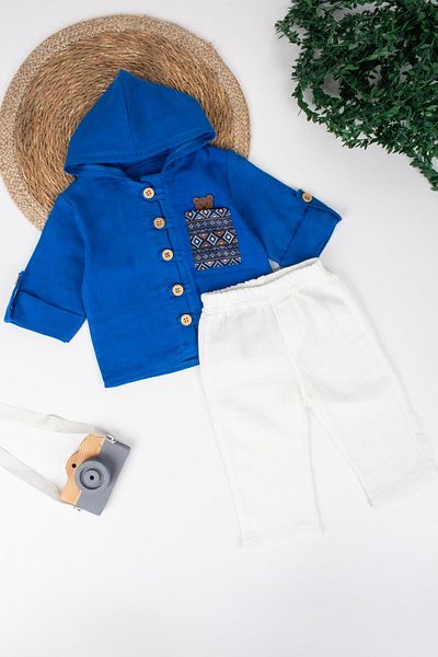 TRENDİMİZBİR Patterned Muslin Set of 2 for Baby Boy - Pocketed