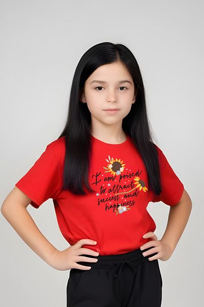 YA KO KİDS Attract Printed Girl's Short Sleeve T-Shirt and Sweatpants Set