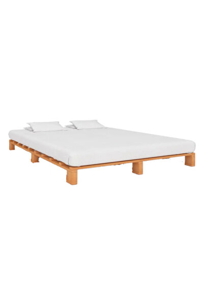 pinoxi 160cm X 200cm Masif Ahşap Platform Karyola Ceviz Renk 160x200 Cm