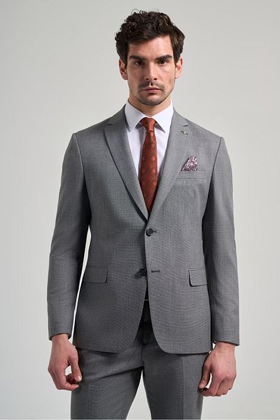 İmza Self Patterned Mono Collar Foot Slim Fit Suit 1001250168
