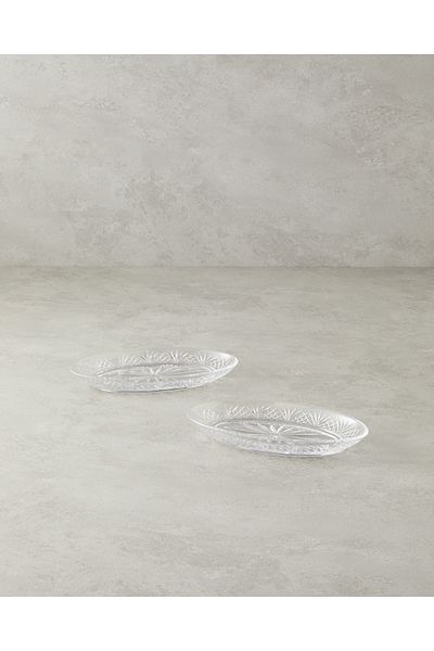 English Home Cross Glass 2 Piese Farfurie Barcă 23x17 cm Transparent