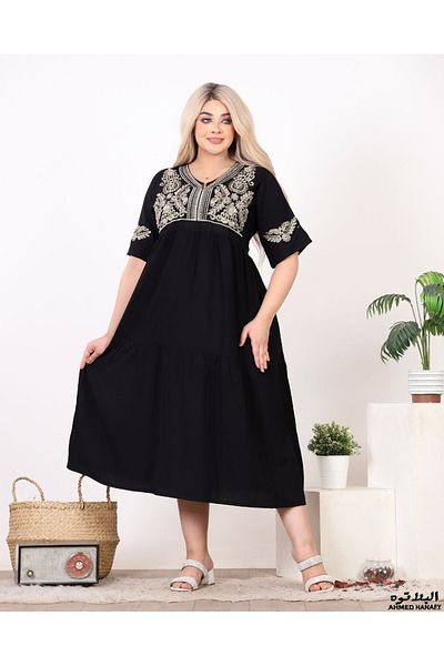 Genrics Comfortable, flowing, embroidered cotton reception jalabiya, below the knee