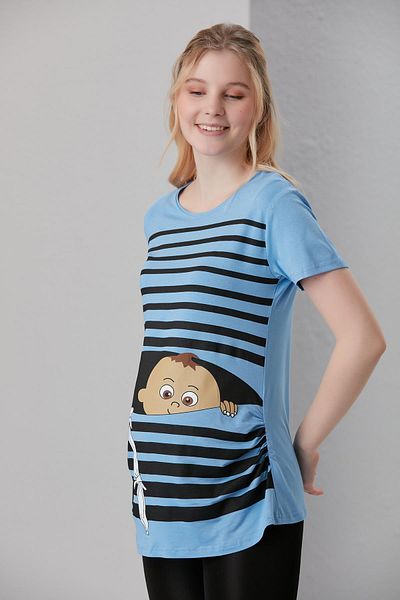 LİYACA TRICOU DE MATERNITATE IMPRIMAT CU MANECĂ SCURTĂ
