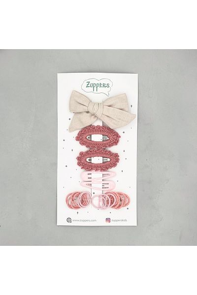 Zuppers طقم مشبك للطفلة الرضيعة مجفف باللون البيج والوردي