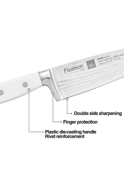 Fissman 6'' Chef`s Knife Bonn Series, with Sharp Blade and Sturdy Non Slip Handle