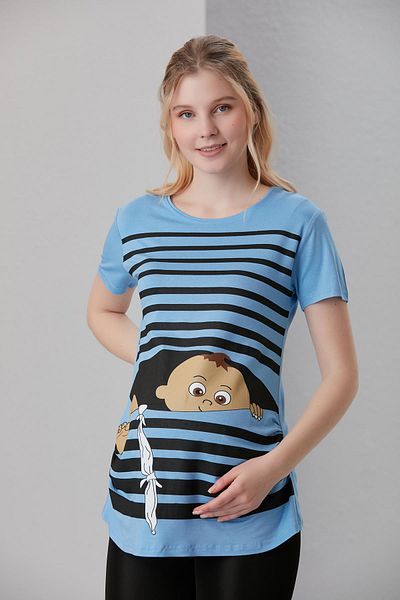 LİYACA TRICOU DE MATERNITATE IMPRIMAT CU MANECĂ SCURTĂ