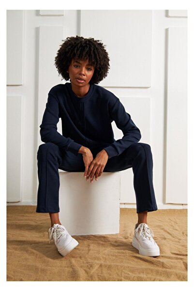 TIFFANY&TOMATO Bisiklet Yaka Uzun Kol Dalgıç Sweatshirt-Lacivert