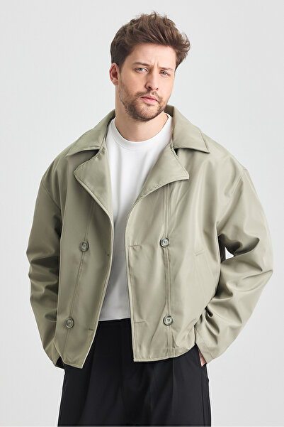 MerStore Yeni Sezon Crop Fit Erkek Trençkot Ceket