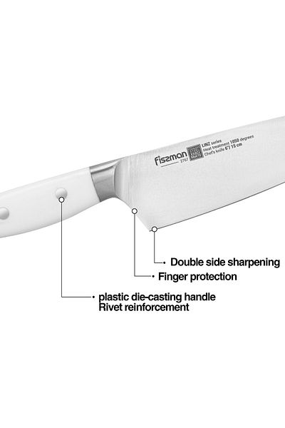 Fissman Chef Knife 6'' Kitchen Knife Ultra Sharp, German X50Cr15MoV Stainless Steel Knife