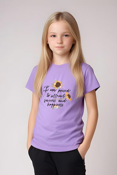YA KO KİDS Attract Printed Girl's Short Sleeve T-Shirt and Sweatpants Set