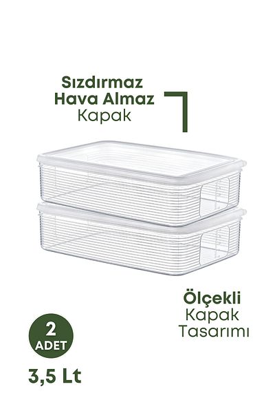 GRİMOR Life 2 Pieces 3.5 Liter Refrigerator Organizer Storage Container - Freezer Storage Container