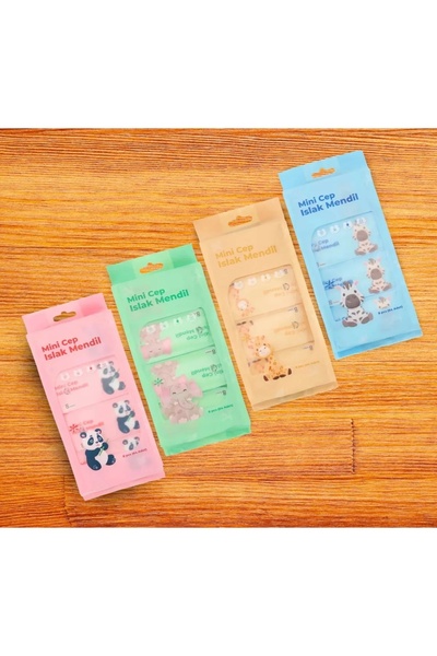 btm home 1 Paket Içinde 8’li Mini Cep Mendili | Kompakt Tek Kullanımlık Islak...