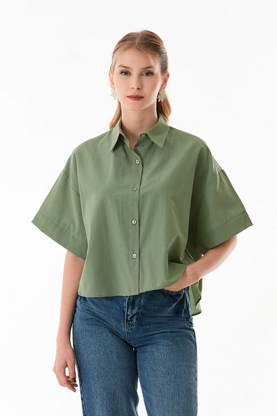 Fulla Moda Βασικό πουκάμισο με κουμπιά Oversize