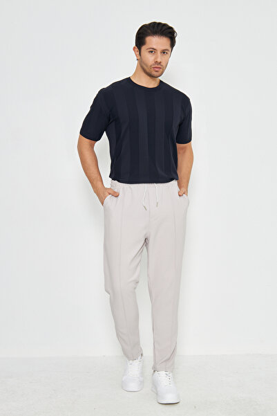 ZİNOX Ανδρικό κοντομάνικο πλεκτό με λαιμόκοψη με απλό ανάγλυφο σχέδιο, κομψό και άνετο για το καλοκαίρι και την καθημερινή χρήση