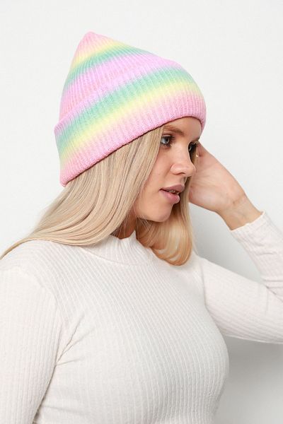 Luminos Butik Striped Pastel Colored Soft Knitted Beret in Tones - 100% Wool Patterned Beret1132