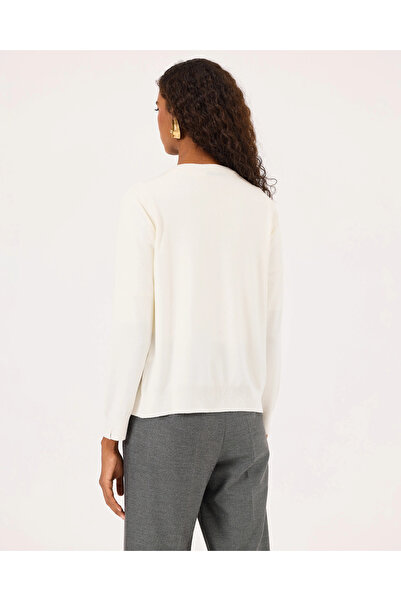 SEÇİL Sıfır Yaka Düğmeli Uzun Kollu Triko Hırka