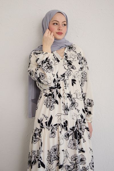InStyle Λευκό φόρεμα με σχέδιο Aresya Flower