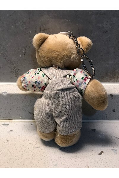 TOPROCKSTORE Sevimli Elbiseli Tulumlu Ayıcık Peluş Oyuncak Anahtarlık Uyku Arkadaşı Hediyelik 12 CM