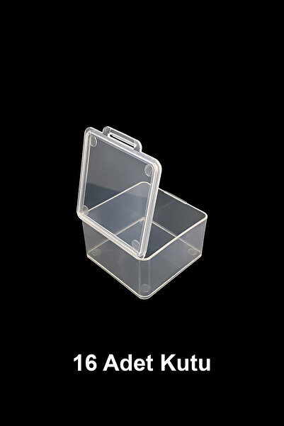 STEEL PLASTİK Plastik Şeffaf Küçük Kutu (4,5CM X 4,5 CM X 2,5 CM) 16 Adet
