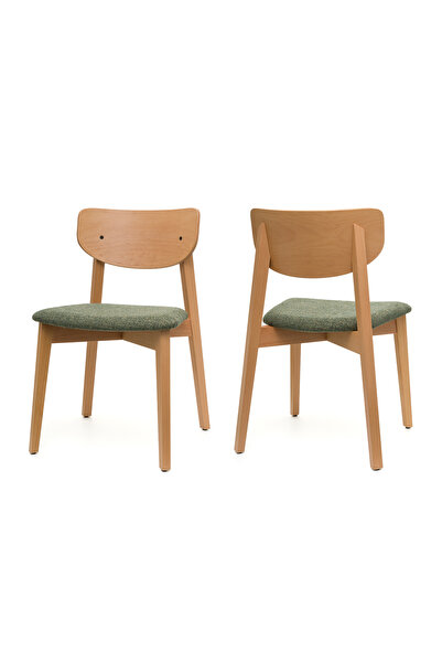 Tunçay Sandalye Opus Natural Ahşap 2'li Şık & Rahat Kumaş Kaplamalı Sandalye ...