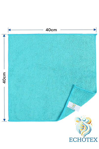 ECHOTEX (12 ADET) 40x40 Cm Mikrofiber Mutfak Ve Genel Temizlik Bezi, Yumuşak Doku Hızlı Kurulama&İz Bırakmaz