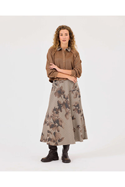 SCL Desenli Fermuarlı Etek