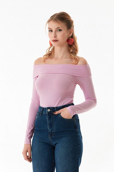 Fulla Moda Βασική μπλούζα με γιακά Madonna