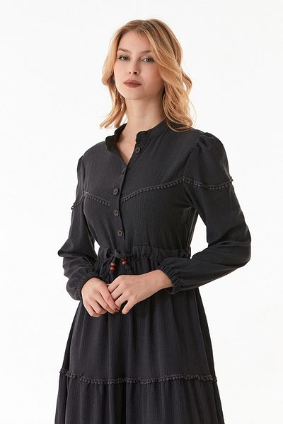 Fulla Moda Φόρεμα Fullamodest Tie Waist Stand γιακά