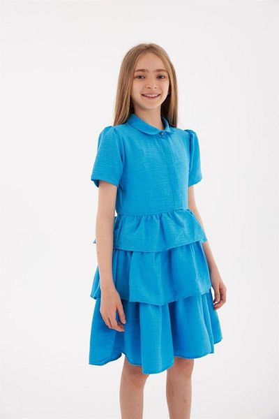 Hilal Akıncı Kids Синя многопластова рокля за момиче