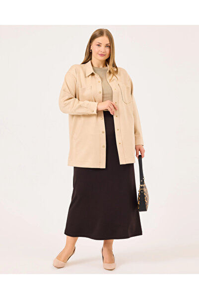 Gala-Xi Великий розмір, на кнопках, з кишенями, замшева сорочка