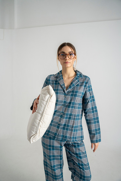 FEELAMORE Night & Lounge Ekose Desenli Flanel Gecelik Takımı