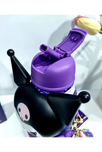 synshop Kuromi Sanrio Figure 850 ml Water Bottle Flask Tritan Harmless to Health