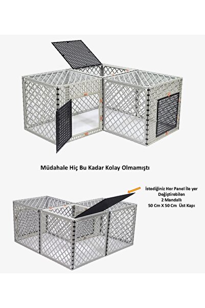 Leganest 60cm X 180cm X 60cm Üstü Kapalı 3 Kapılı Köpek, Kedi, Tavşan Kafesi, 4,5cm Aralıklı