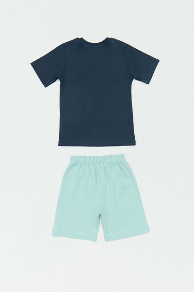 Fulla Moda Lettering and Teddy Bear Printed Boy's Shorts Suit