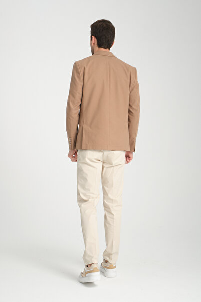 Frappoli Cazino Erkek Vizon Slim Fit Dar Kesim Desenli Yarım Astar Mevsimlik Blazer Ceket