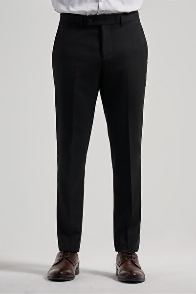 İmza Μαύρο ελαστικό παντελόνι με πλαϊνές τσέπες Slim Fit Classic 1003250160