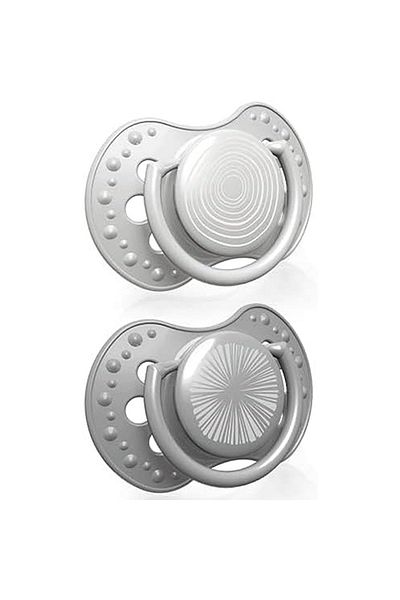 LOVI Dynamic Harmony Boy Collection Soother For 6-18 Months - Grey, Pack of 2