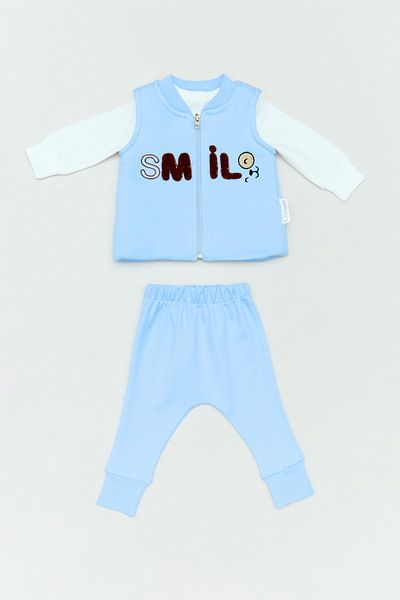 Fulla Moda 100% Cotton Smile Embroidered 3-Piece Unisex Children's Set