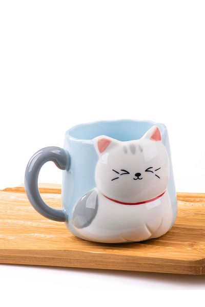 MUKKO HOME 3D Embossed Cat Porcelain Mug – 450 ml Large Capacity, Stylish and Fun Design